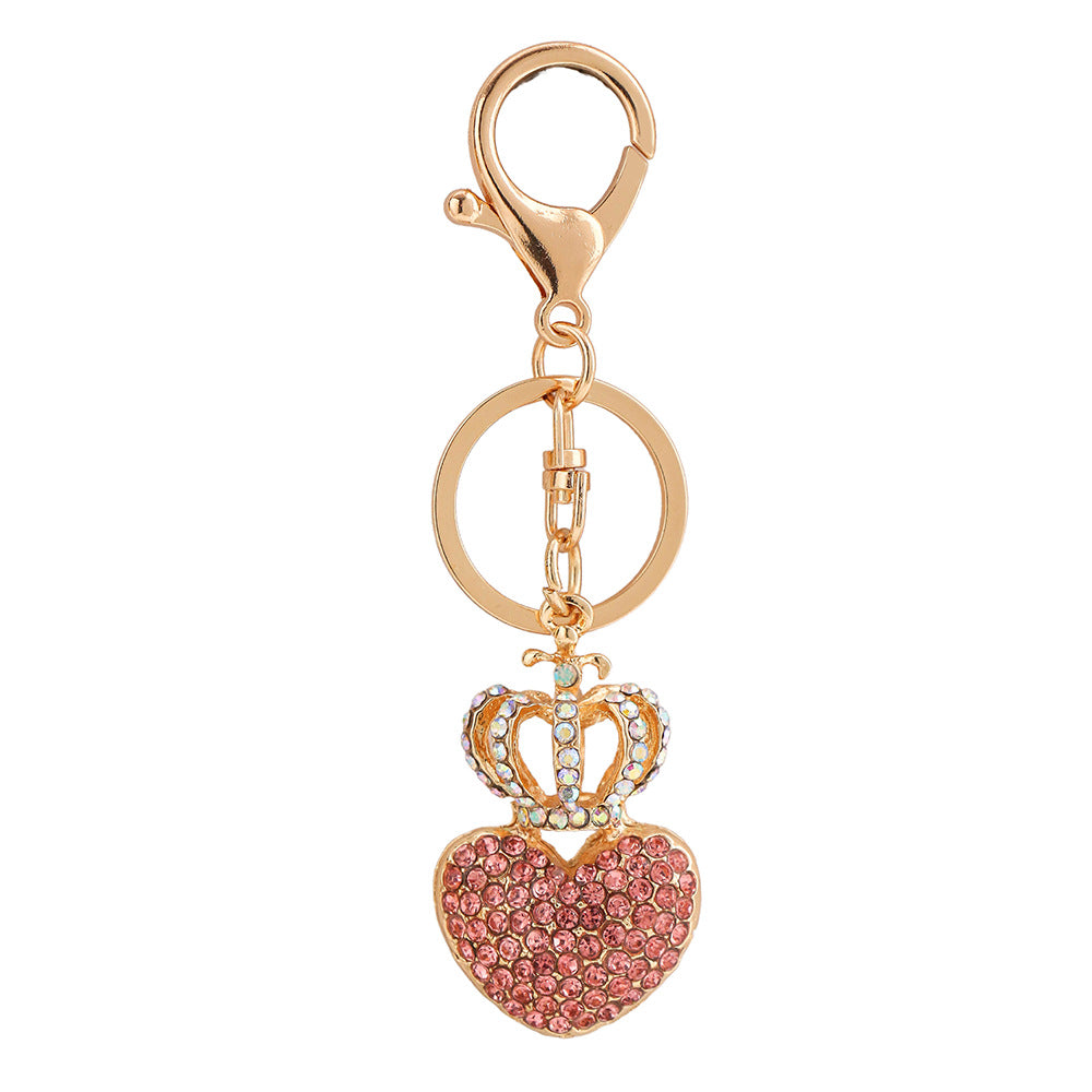 Wholesale Diamond Heart Crown Metal Keychain